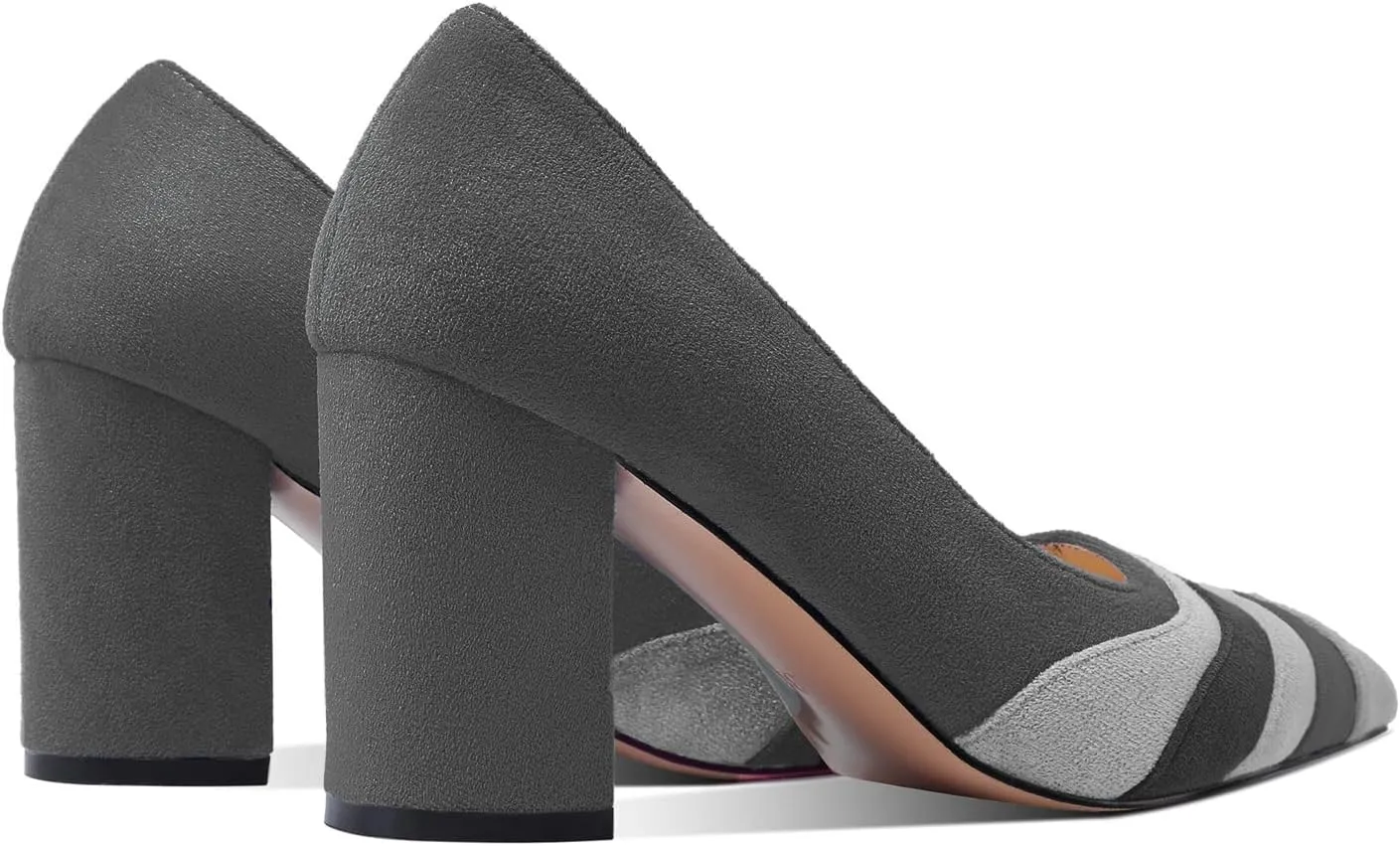 LEHOOR Women Rainbow Chunky Heel Pumps Pointed Toe Suede Multicolor High Heels 3 Inch Slip On Closed Toe Block Dress Pumps for Ladies Party Office Classic Comfy Retro Fashion 4-13 M US
