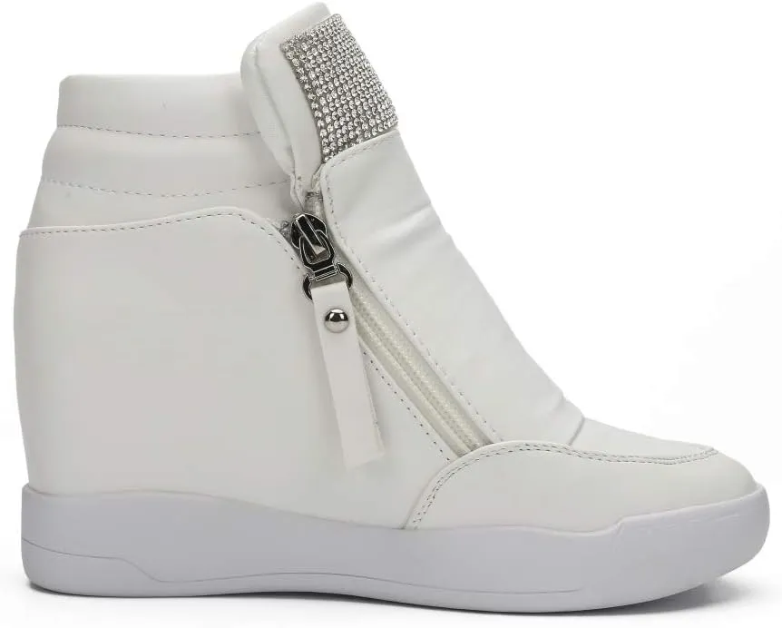 LIURUIJIA Women's Platform Hidden Wedge Sneakers High-Top Fashion Sneakers Dressy Casual Tennis Shoes Ankle Boots