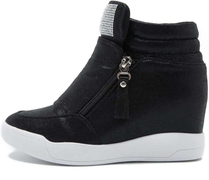 LIURUIJIA Women's Platform Hidden Wedge Sneakers High-Top Fashion Sneakers Dressy Casual Tennis Shoes Ankle Boots