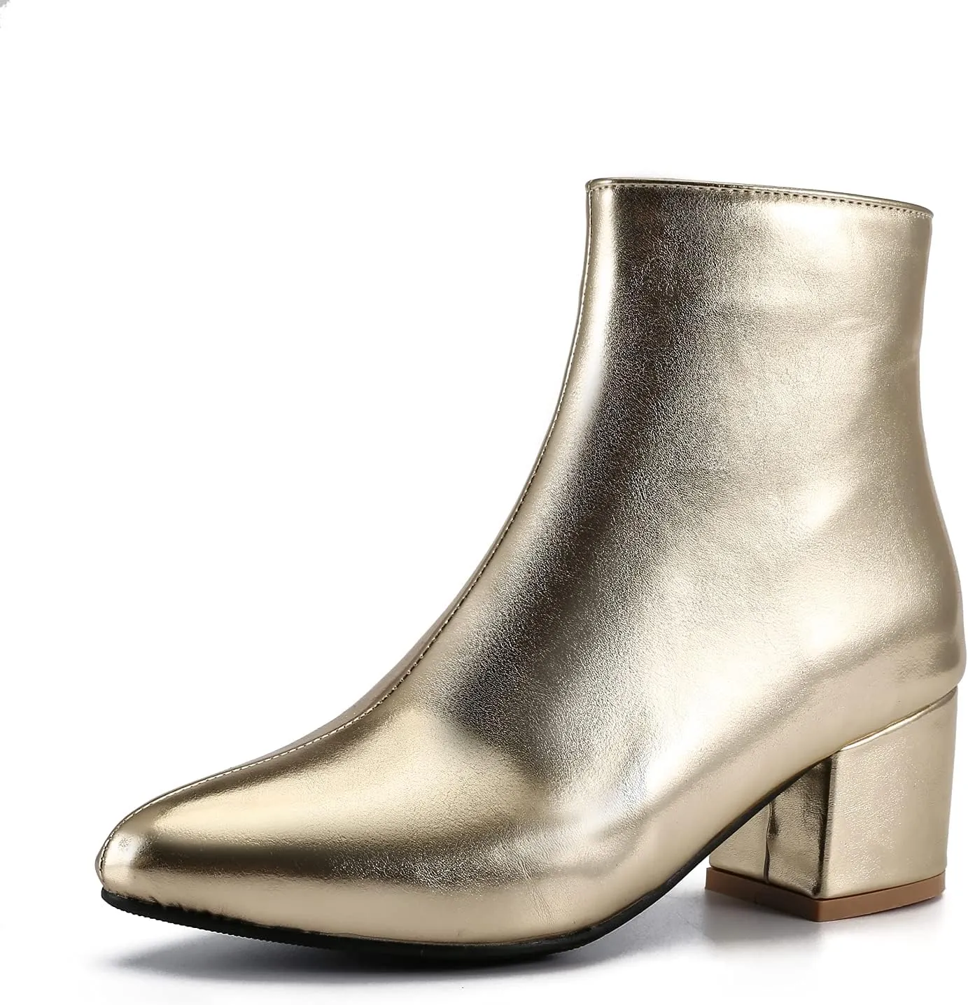 LIURUIJIA Womens Pointed Toe Ankle Boots Mid Chunky Heel Side Zipper Lined Fall Winter Fashion Boots