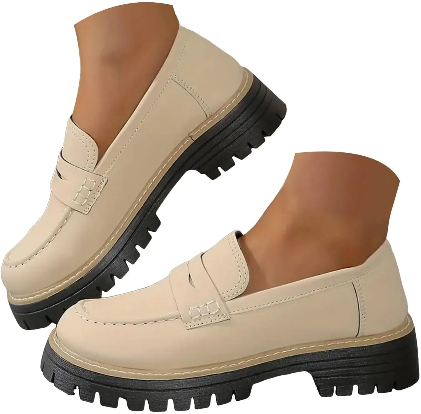 Loafers Shoes for Women Comfortable Slip On Work Office Shoe Platform Business Casual Dress Shoes Walking Trendy Flats Loafer Sneakers Platform Penny Loafer