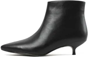 Lutalica W Women's Fashion Pointed Toe Matte Leather Zip Up Comfort Low Kitten Heel Dress Ankle Boots