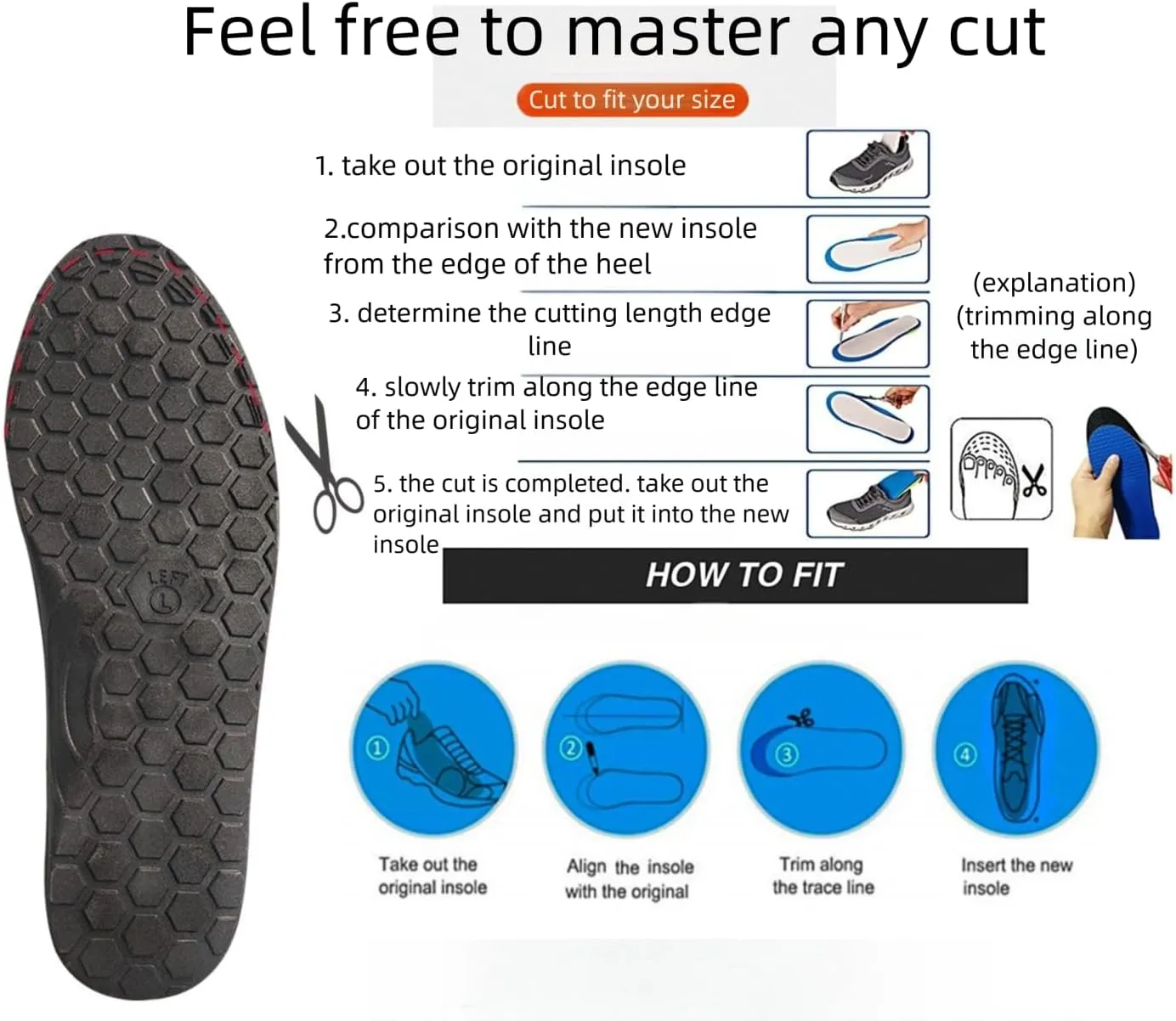 Magnetic Acupressure Insoles for Foot Comfort & Arch Support – Relieves Foot Fatigue, Includes Breathable Socks for All-Day Wear, Ideal for Work Boots, Sneakers, Walking & Standing (Blue, M/8-11)