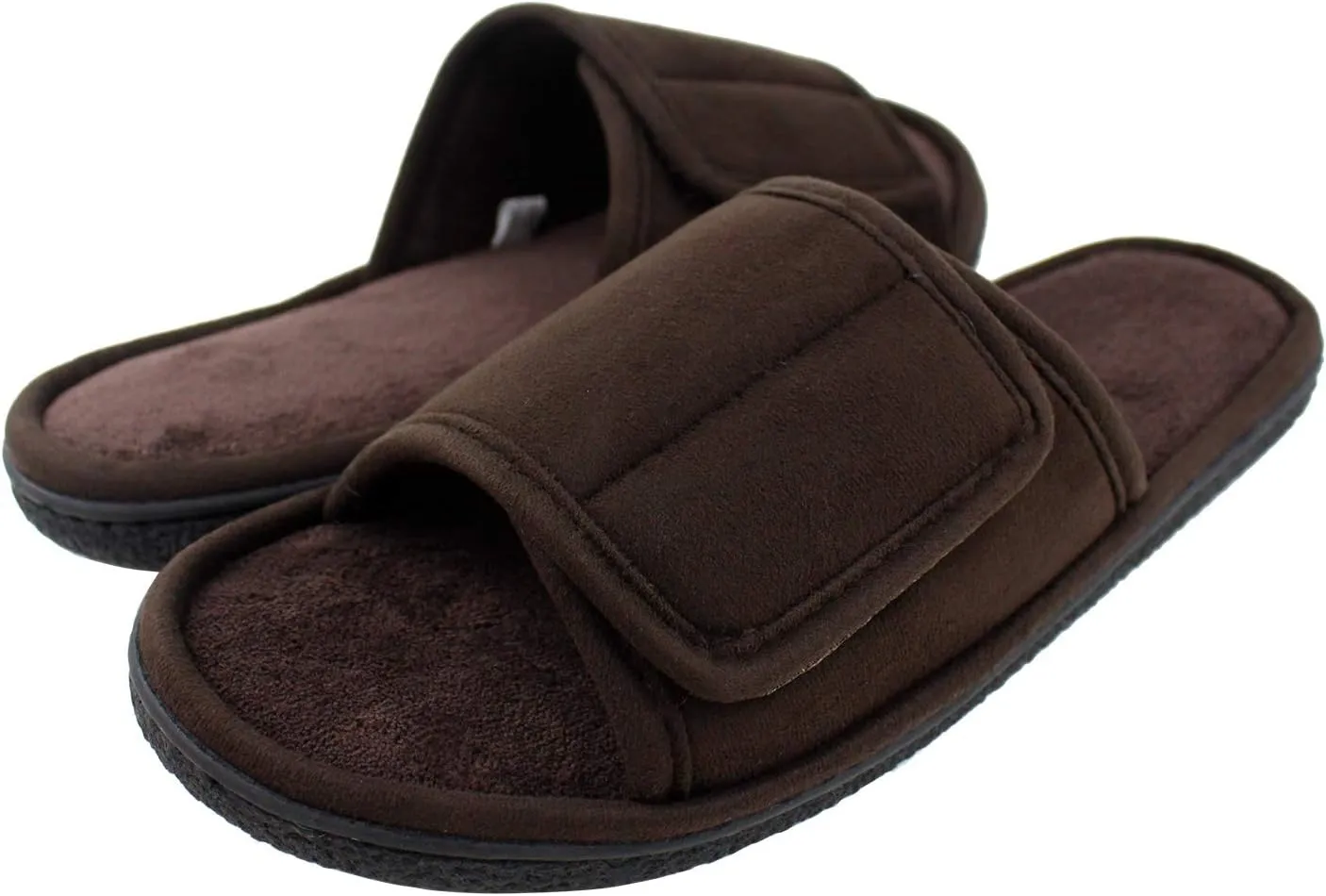 Magtoe Adjustable House Slippers for Men Soft Open Toe Breathable Indoor Slip on Mens Slides Sandals with Memory Foam for Home Bedroom,All Seasons
