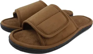 Magtoe Adjustable House Slippers for Men Soft Open Toe Breathable Indoor Slip on Mens Slides Sandals with Memory Foam for Home Bedroom,All Seasons