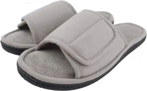 Magtoe Adjustable House Slippers for Men Soft Open Toe Breathable Indoor Slip on Mens Slides Sandals with Memory Foam for Home Bedroom,All Seasons