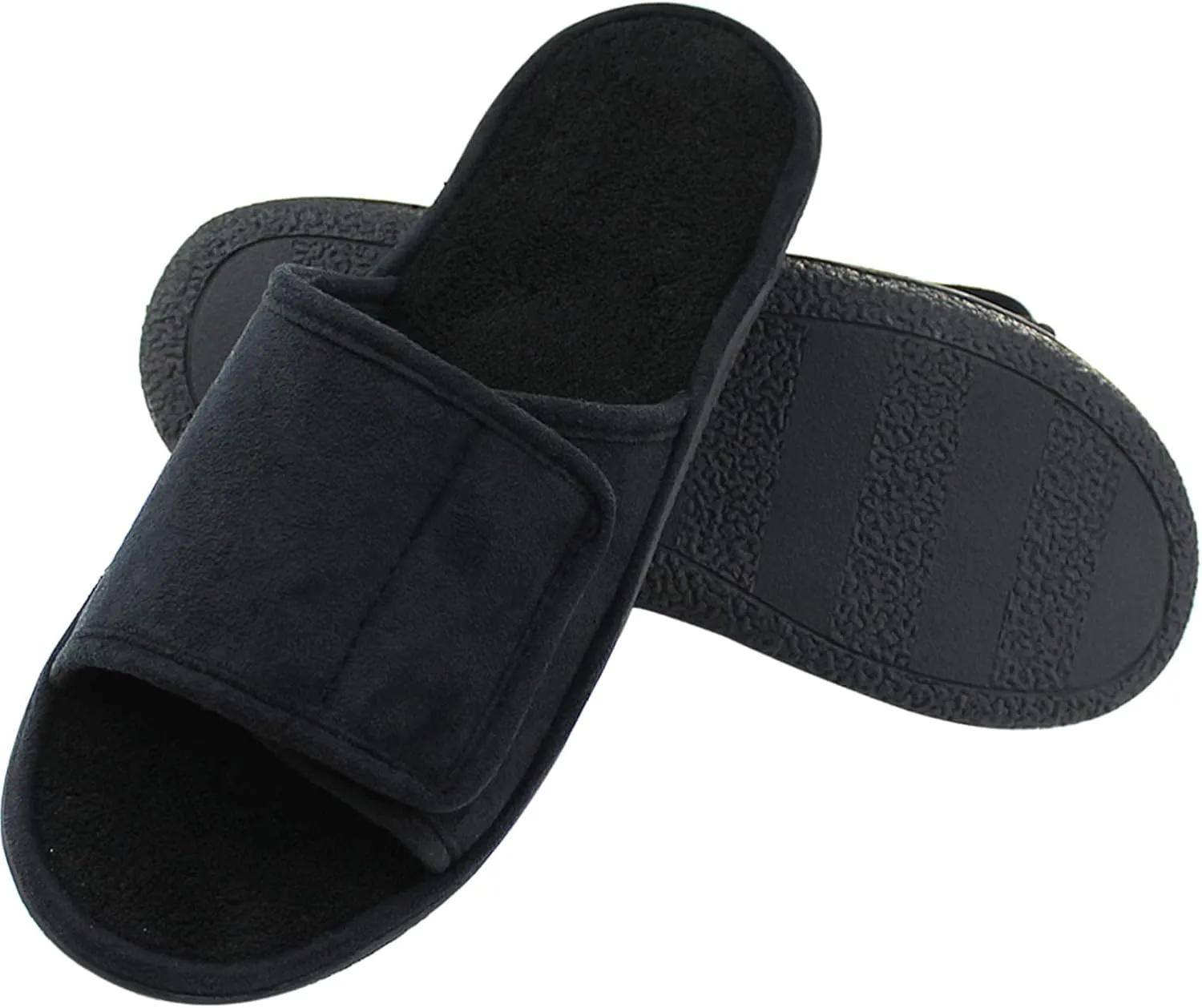 Magtoe Adjustable House Slippers for Men Soft Open Toe Breathable Indoor Slip on Mens Slides Sandals with Memory Foam for Home Bedroom,All Seasons