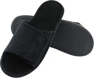 Magtoe Adjustable House Slippers for Men Soft Open Toe Breathable Indoor Slip on Mens Slides Sandals with Memory Foam for Home Bedroom,All Seasons