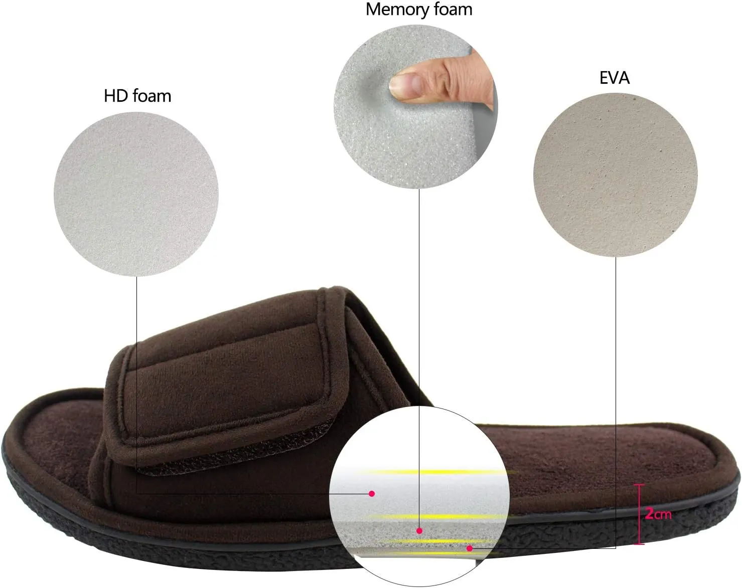 Magtoe Adjustable House Slippers for Men Soft Open Toe Breathable Indoor Slip on Mens Slides Sandals with Memory Foam for Home Bedroom,All Seasons