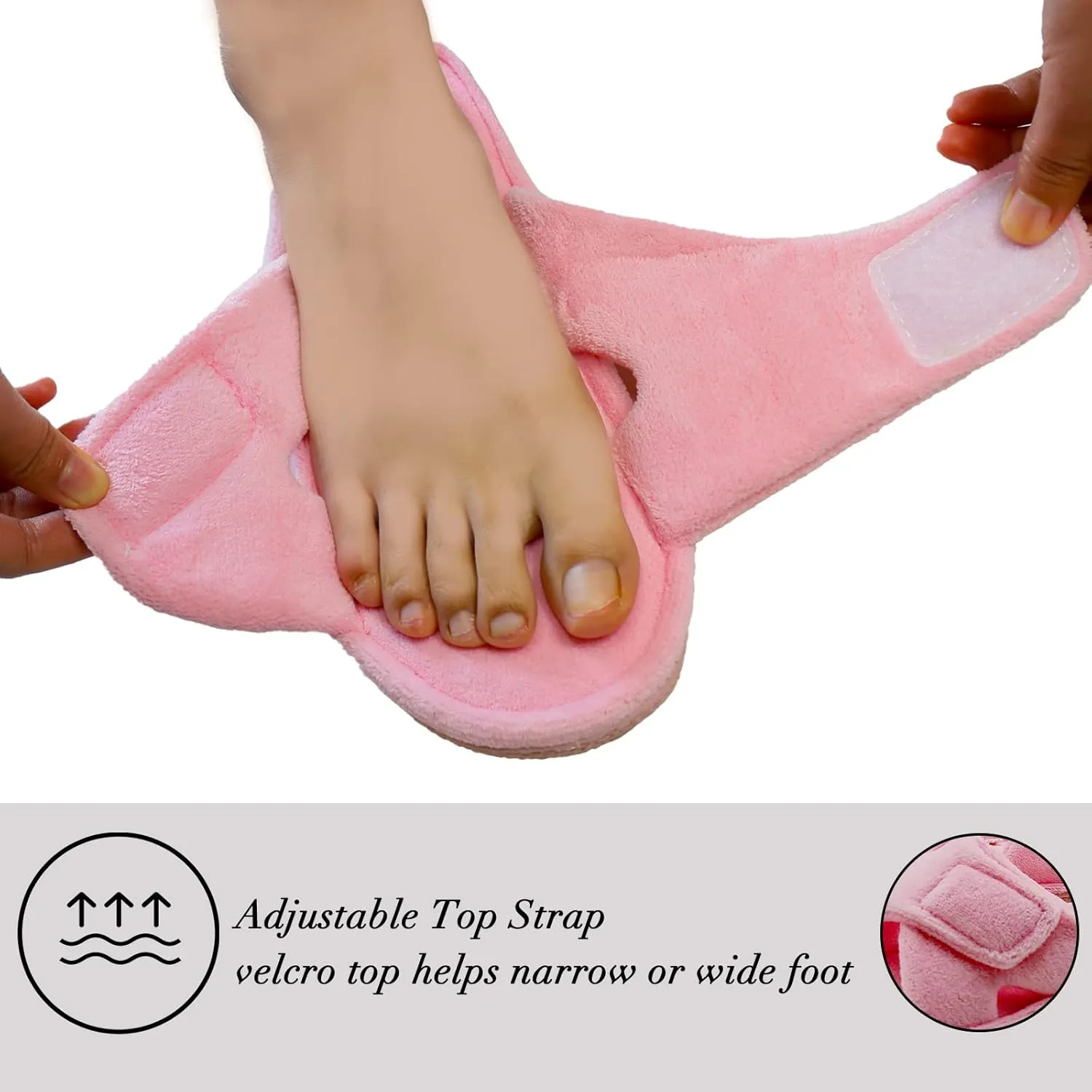 Magtoe Adjustable Open Toe House Slippers for Women Memory Foam Indoor Slip on Slides Sandals Lady Home Shoes for Air Conditioning Room,Spa,Bedroom,All Seasons