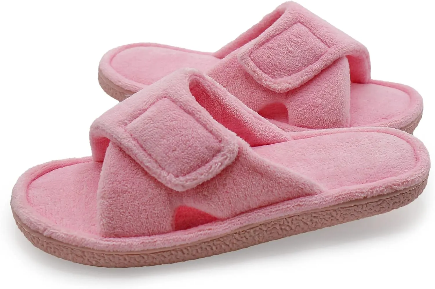 Magtoe Adjustable Open Toe House Slippers for Women Memory Foam Indoor Slip on Slides Sandals Lady Home Shoes for Air Conditioning Room,Spa,Bedroom,All Seasons