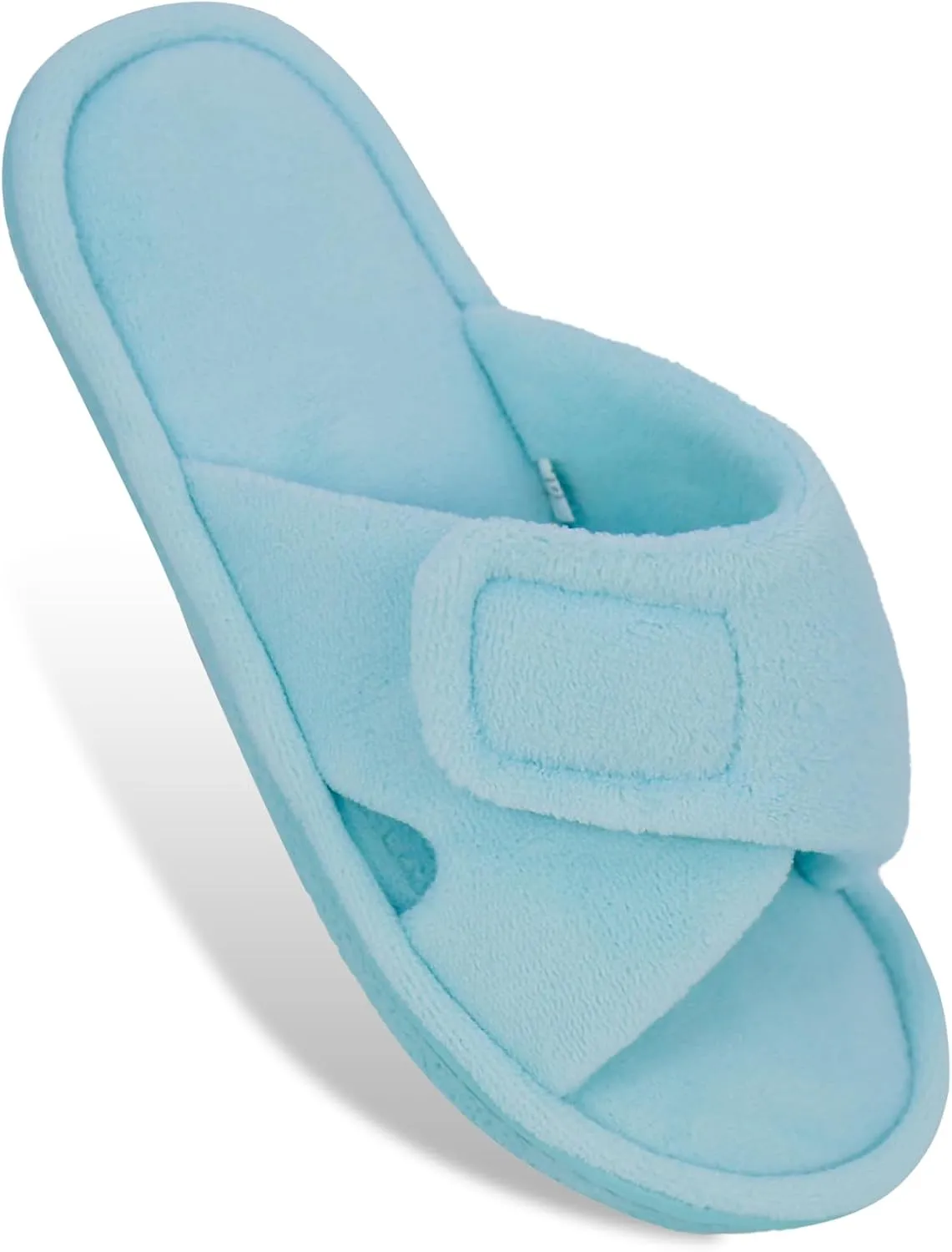 Magtoe Adjustable Open Toe House Slippers for Women Memory Foam Indoor Slip on Slides Sandals Lady Home Shoes for Air Conditioning Room,Spa,Bedroom,All Seasons