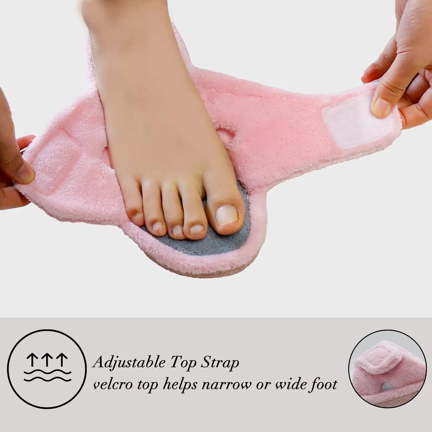 Magtoe Adjustable Open Toe House Slippers for Women Memory Foam Indoor Slip on Slides Sandals Lady Home Shoes for Air Conditioning Room,Spa,Bedroom,All Seasons