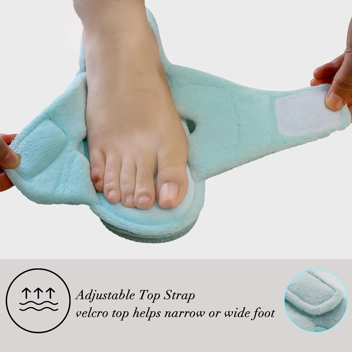 Magtoe Adjustable Open Toe House Slippers for Women Memory Foam Indoor Slip on Slides Sandals Lady Home Shoes for Air Conditioning Room,Spa,Bedroom,All Seasons