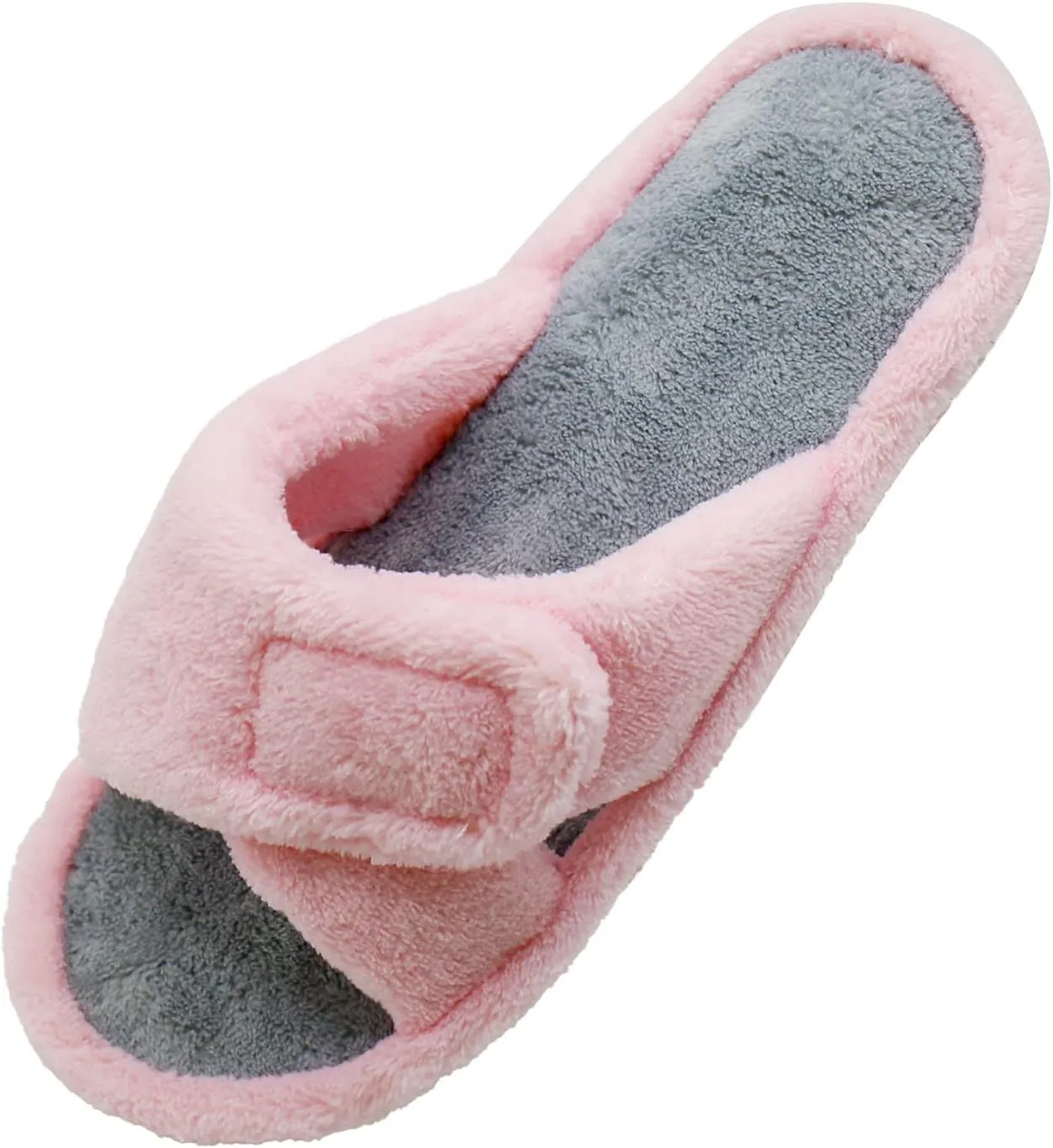 Magtoe Adjustable Open Toe House Slippers for Women Memory Foam Indoor Slip on Slides Sandals Lady Home Shoes for Air Conditioning Room,Spa,Bedroom,All Seasons