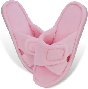 Magtoe Adjustable Open Toe House Slippers for Women Memory Foam Indoor Slip on Slides Sandals Lady Home Shoes for Air Conditioning Room,Spa,Bedroom,All Seasons