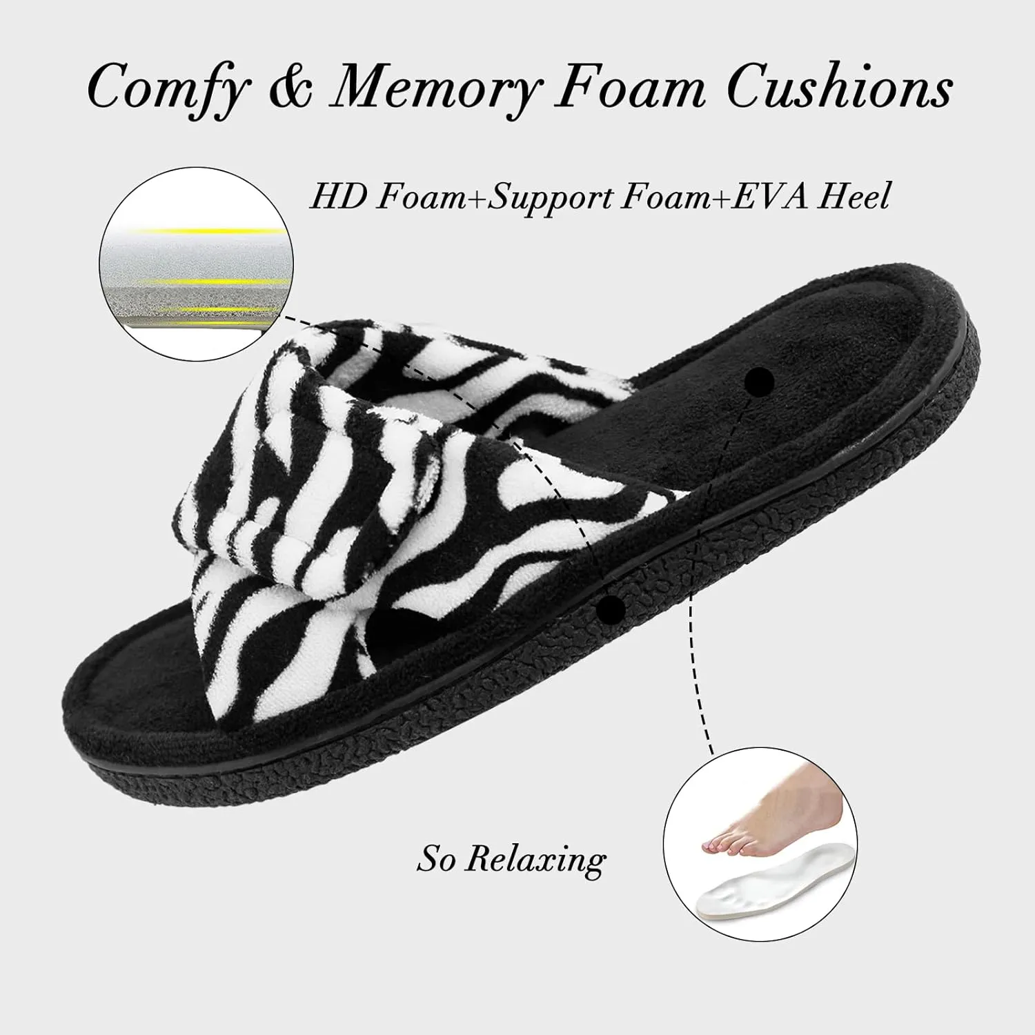 Magtoe Adjustable Open Toe House Slippers for Women Memory Foam Indoor Slip on Slides Sandals Lady Home Shoes for Air Conditioning Room,Spa,Bedroom,All Seasons