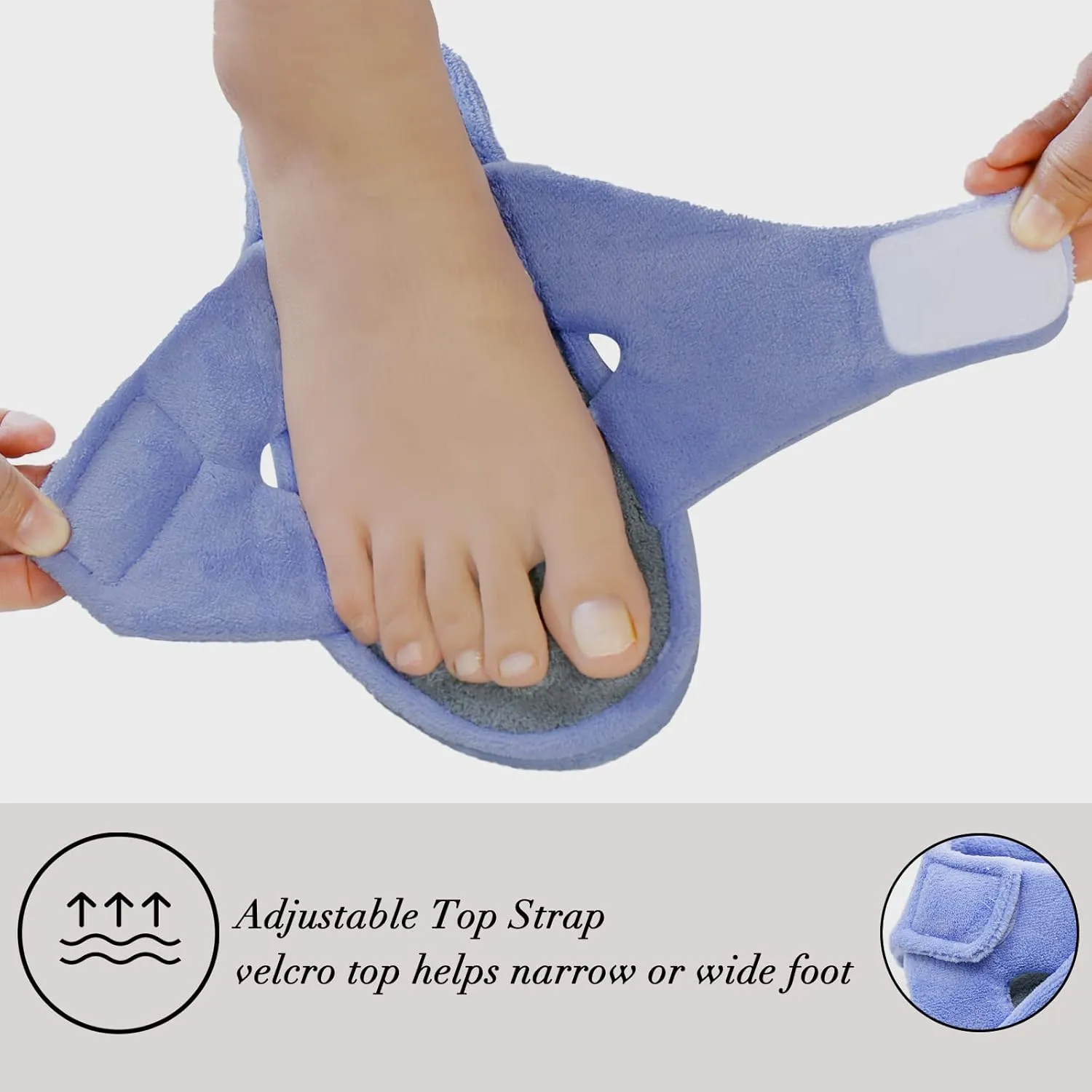 Magtoe Adjustable Open Toe House Slippers for Women Memory Foam Indoor Slip on Slides Sandals Lady Home Shoes for Air Conditioning Room,Spa,Bedroom,All Seasons