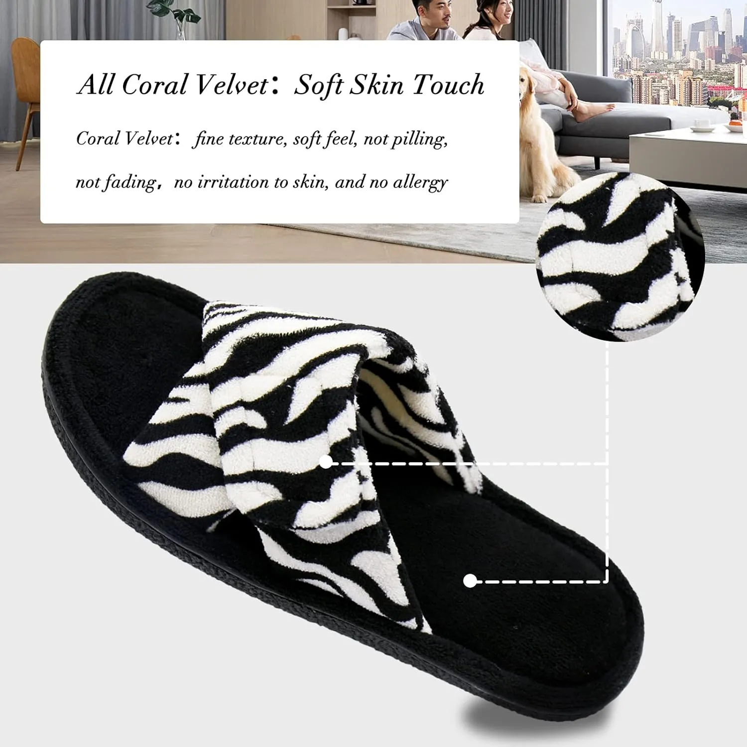 Magtoe Adjustable Open Toe House Slippers for Women Memory Foam Indoor Slip on Slides Sandals Lady Home Shoes for Air Conditioning Room,Spa,Bedroom,All Seasons