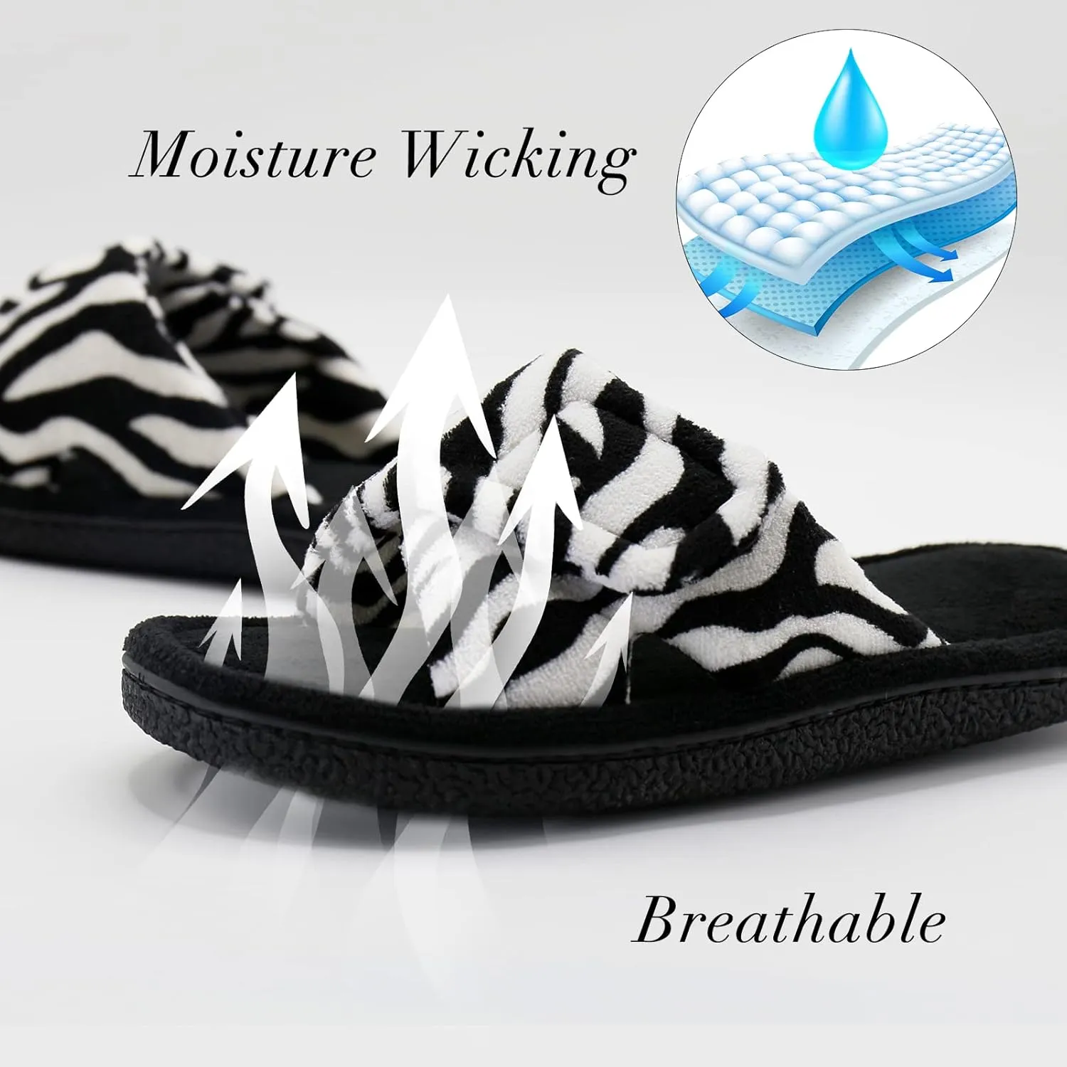 Magtoe Adjustable Open Toe House Slippers for Women Memory Foam Indoor Slip on Slides Sandals Lady Home Shoes for Air Conditioning Room,Spa,Bedroom,All Seasons
