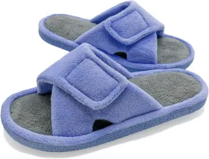 Magtoe Adjustable Open Toe House Slippers for Women Memory Foam Indoor Slip on Slides Sandals Lady Home Shoes for Air Conditioning Room,Spa,Bedroom,All Seasons