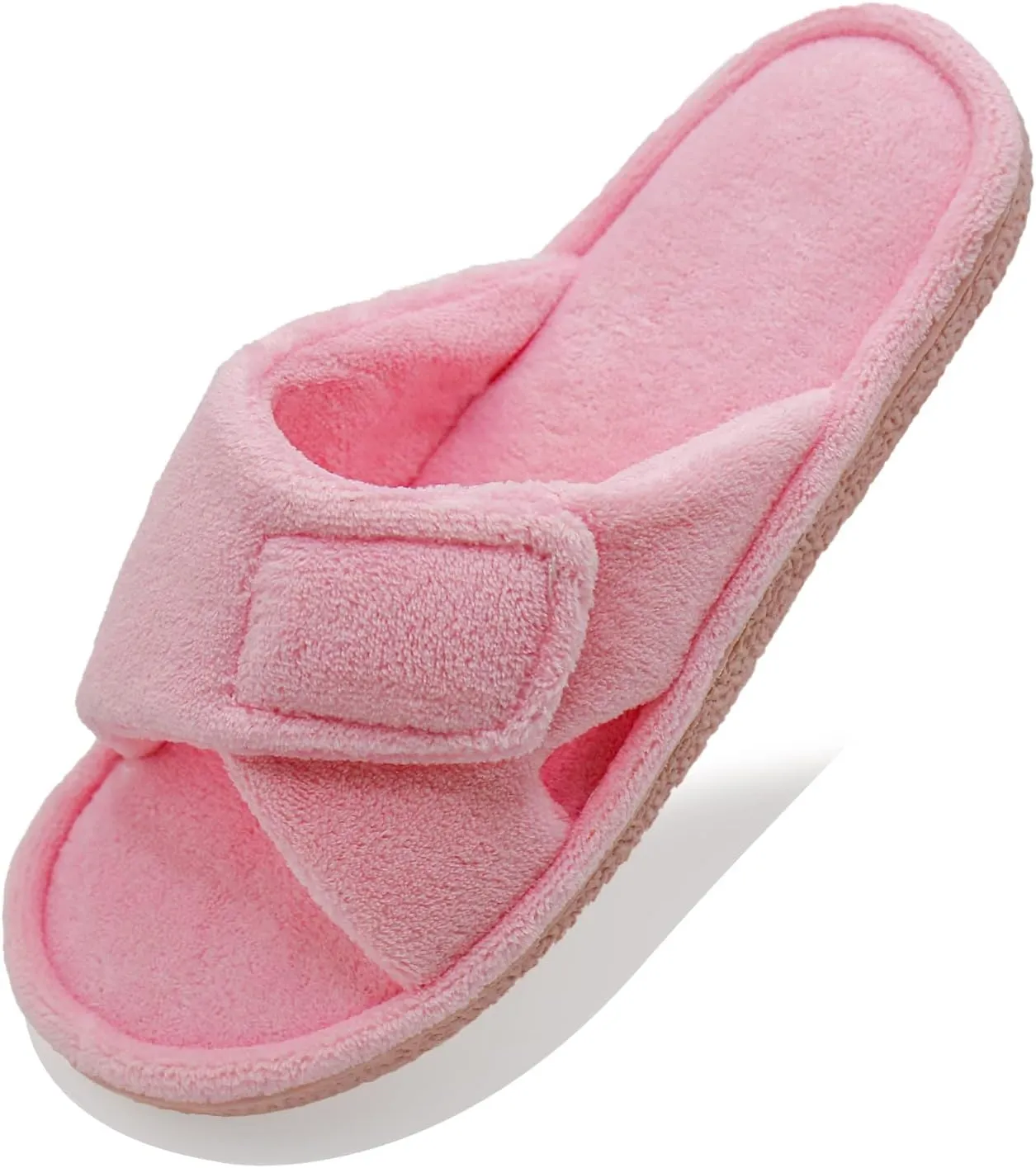 Magtoe Adjustable Open Toe House Slippers for Women Memory Foam Indoor Slip on Slides Sandals Lady Home Shoes for Air Conditioning Room,Spa,Bedroom,All Seasons