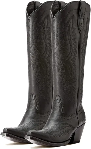 Meefit Cowboy Boots for Women Knee High Cowgirl Boots Pointed Toe Chunky Heel Western Retro Country Boots,Vintage Tall Boots