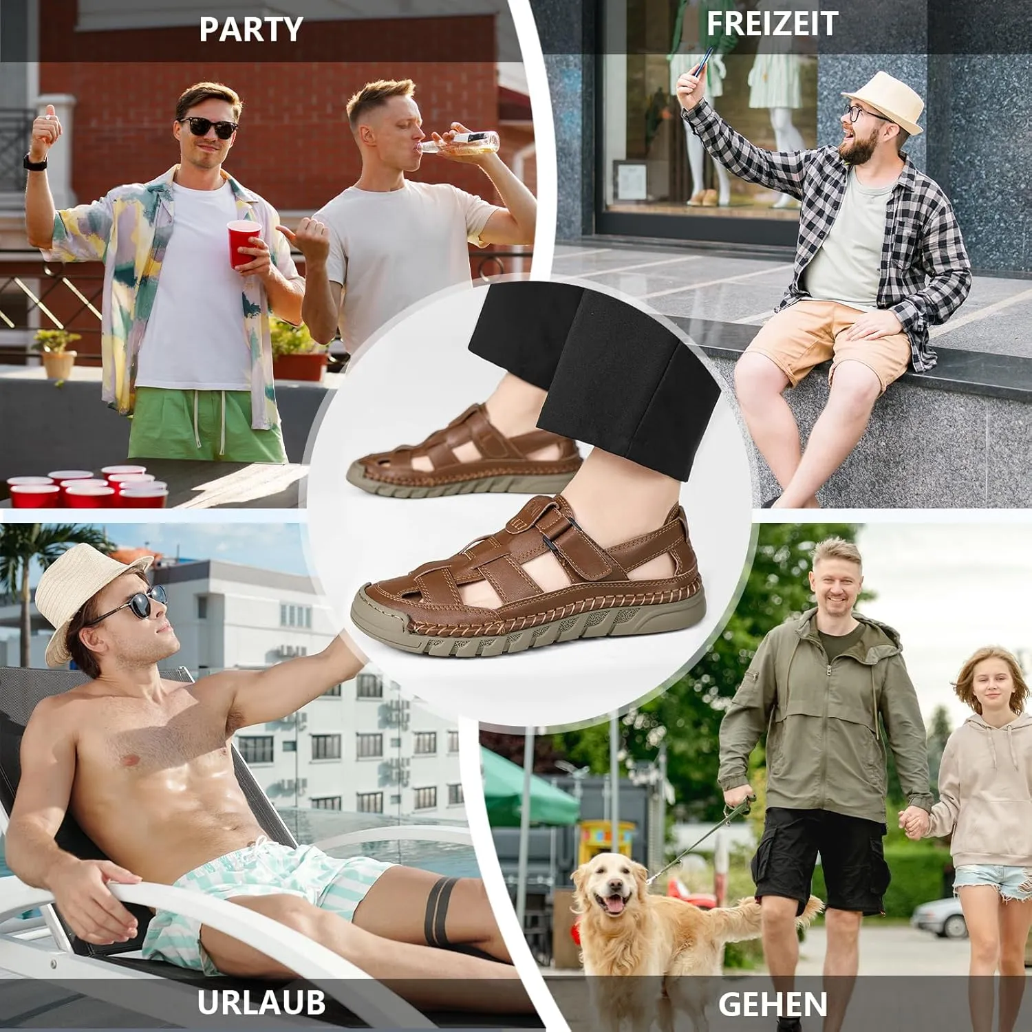Men Closed Toe Casual Sandals - Lightweight Leather Sandals Breathable Walking Shoes For Daily or Outdoor Travel