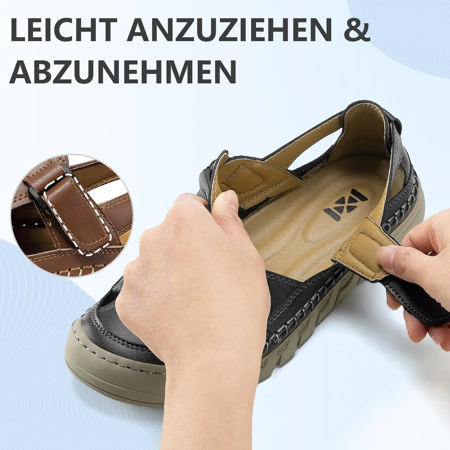 Men Closed Toe Casual Sandals - Lightweight Leather Sandals Breathable Walking Shoes For Daily or Outdoor Travel