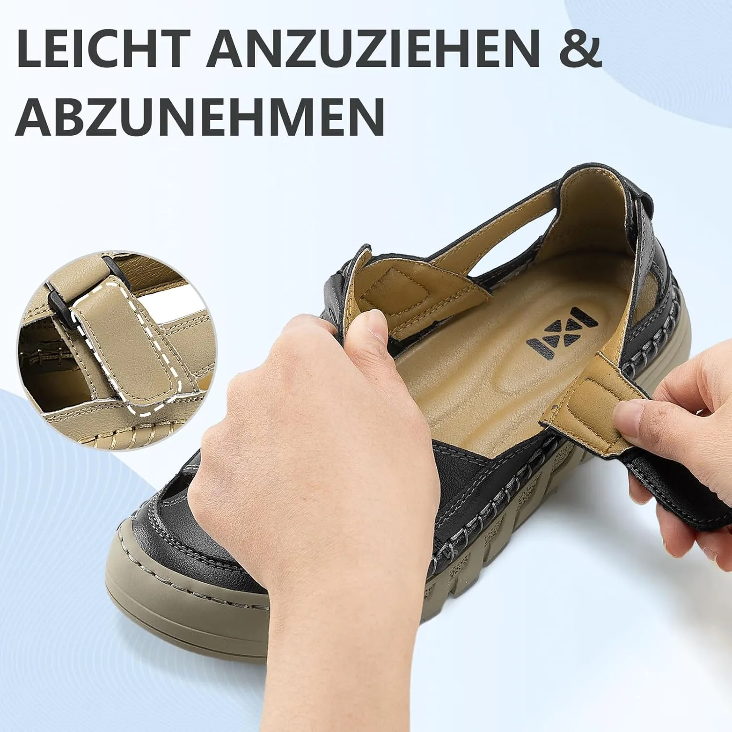 Men Closed Toe Casual Sandals - Lightweight Leather Sandals Breathable Walking Shoes For Daily or Outdoor Travel