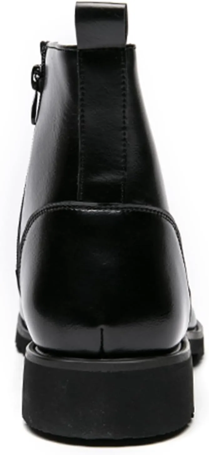 Men's Leather Ankle Boots Dress Chelsea Boots with Brogue Pattern and Side Zip Classic Chelsea Style
