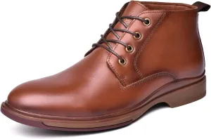Mens Leather Oxford Dress Boots - Casual Chukka Ankle Boot Mid-Top Boots for Men