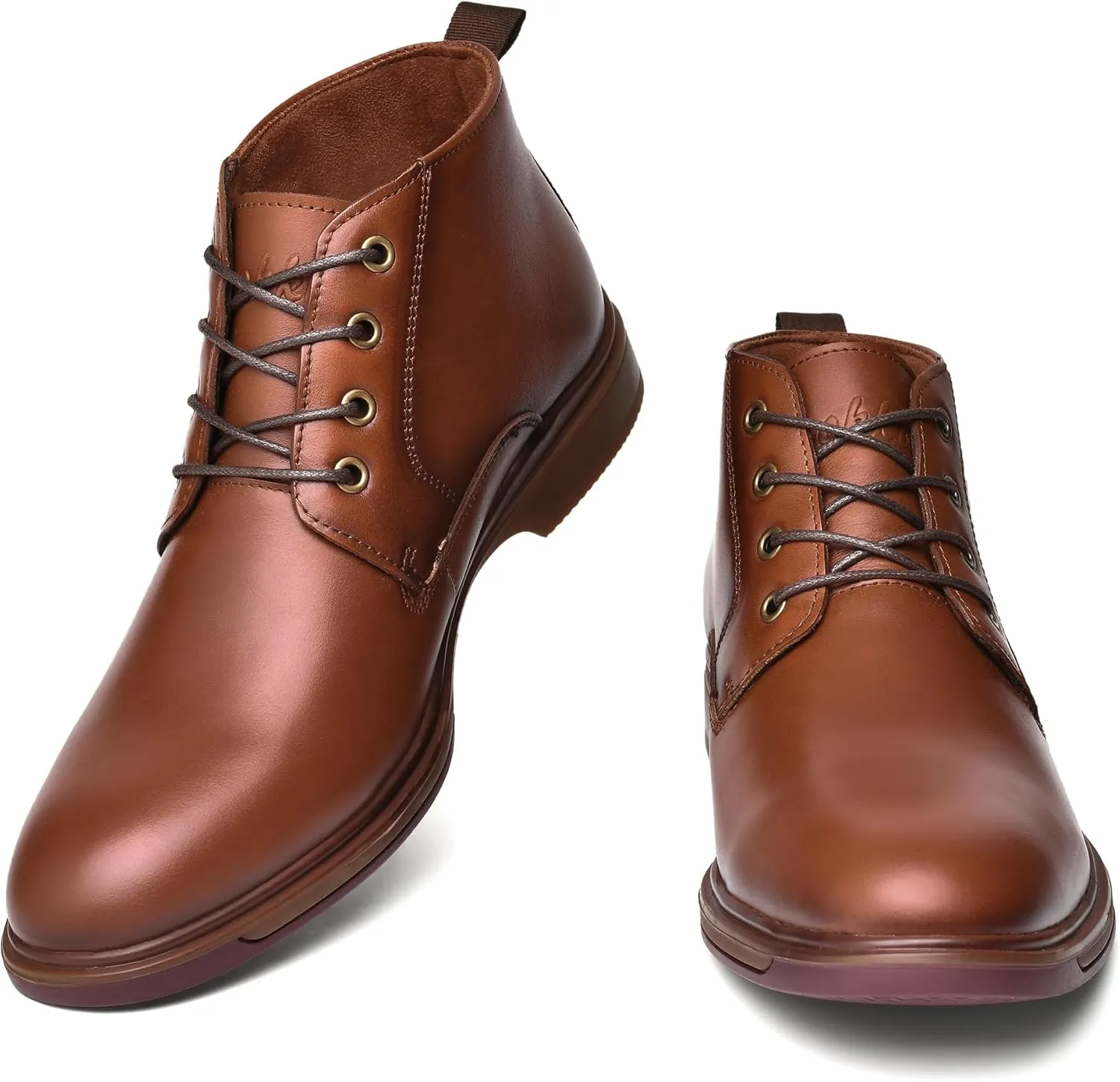 Mens Leather Oxford Dress Boots - Casual Chukka Ankle Boot Mid-Top Boots for Men