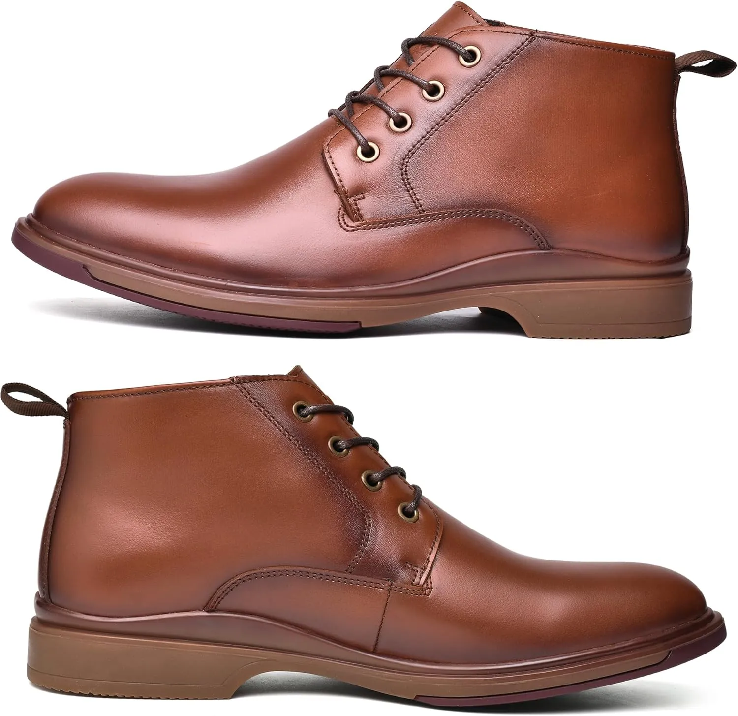Mens Leather Oxford Dress Boots - Casual Chukka Ankle Boot Mid-Top Boots for Men
