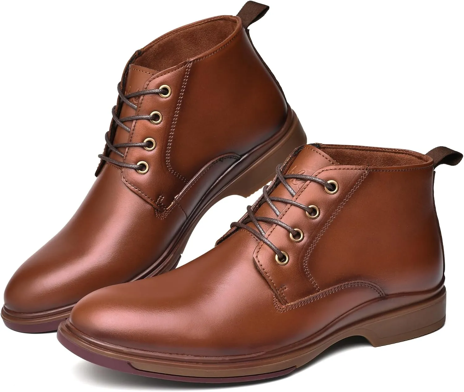 Mens Leather Oxford Dress Boots - Casual Chukka Ankle Boot Mid-Top Boots for Men
