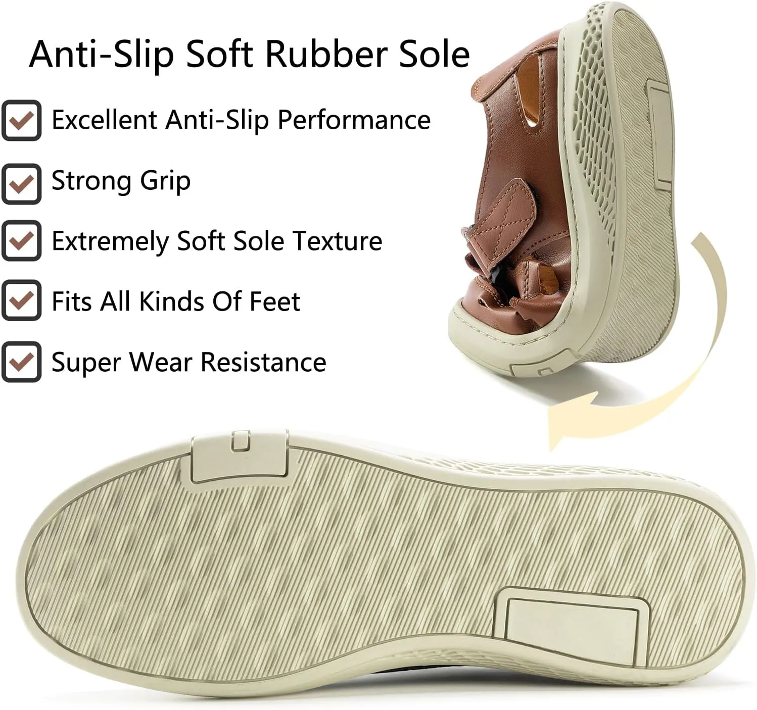 Men's Sandals Summer Breathable Sport Sandals Arch Support Casual Leather Adjustable Closed Toe Outdoor