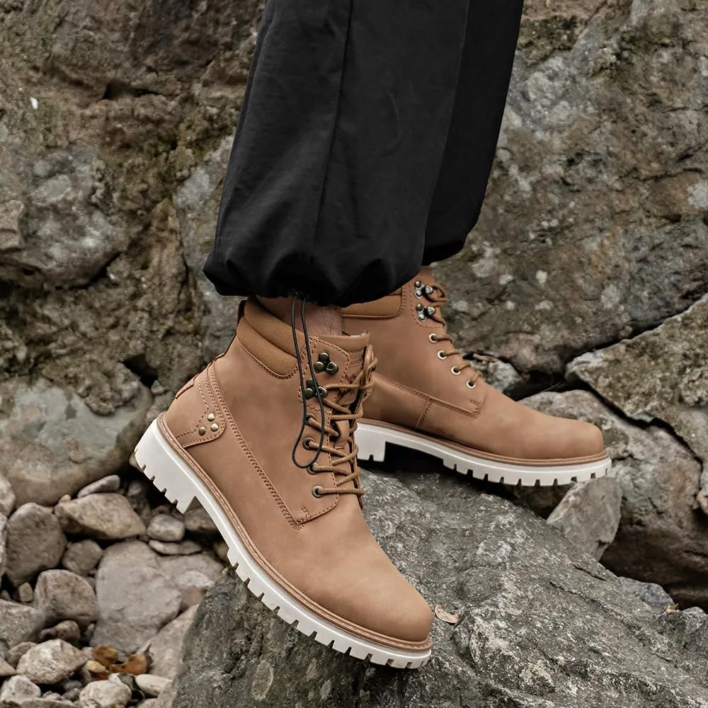 Mens Snow Boots Fur Lined Hiking Boots Waterproof Anti-Slip Outdoor Climbing Shoes
