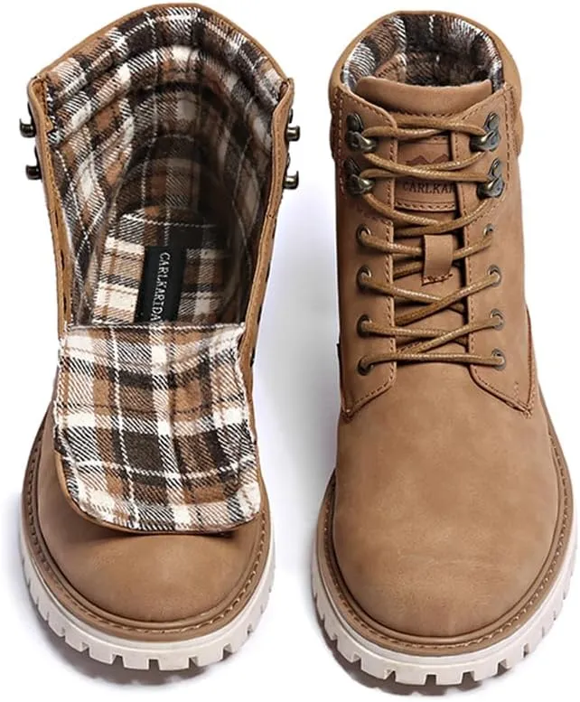 Mens Snow Boots Fur Lined Hiking Boots Waterproof Anti-Slip Outdoor Climbing Shoes