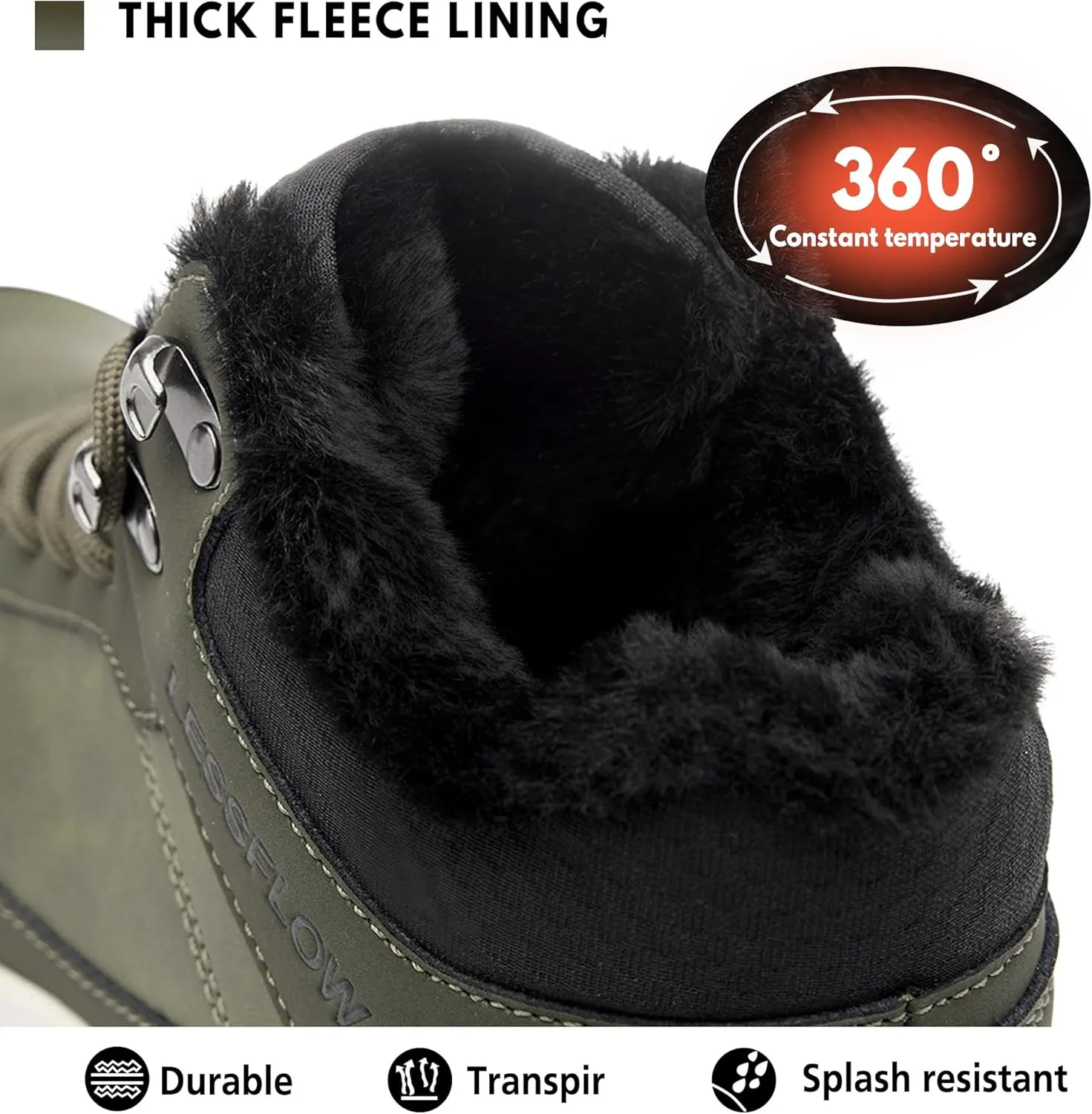 Men's Winter Slip On Snow Boots Warm Fur Lined Cold Shoes Winter Boot Leather Outdoor Thermal Work Ankle