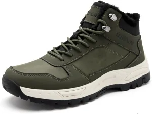 Men's Winter Slip On Snow Boots Warm Fur Lined Cold Shoes Winter Boot Leather Outdoor Thermal Work Ankle