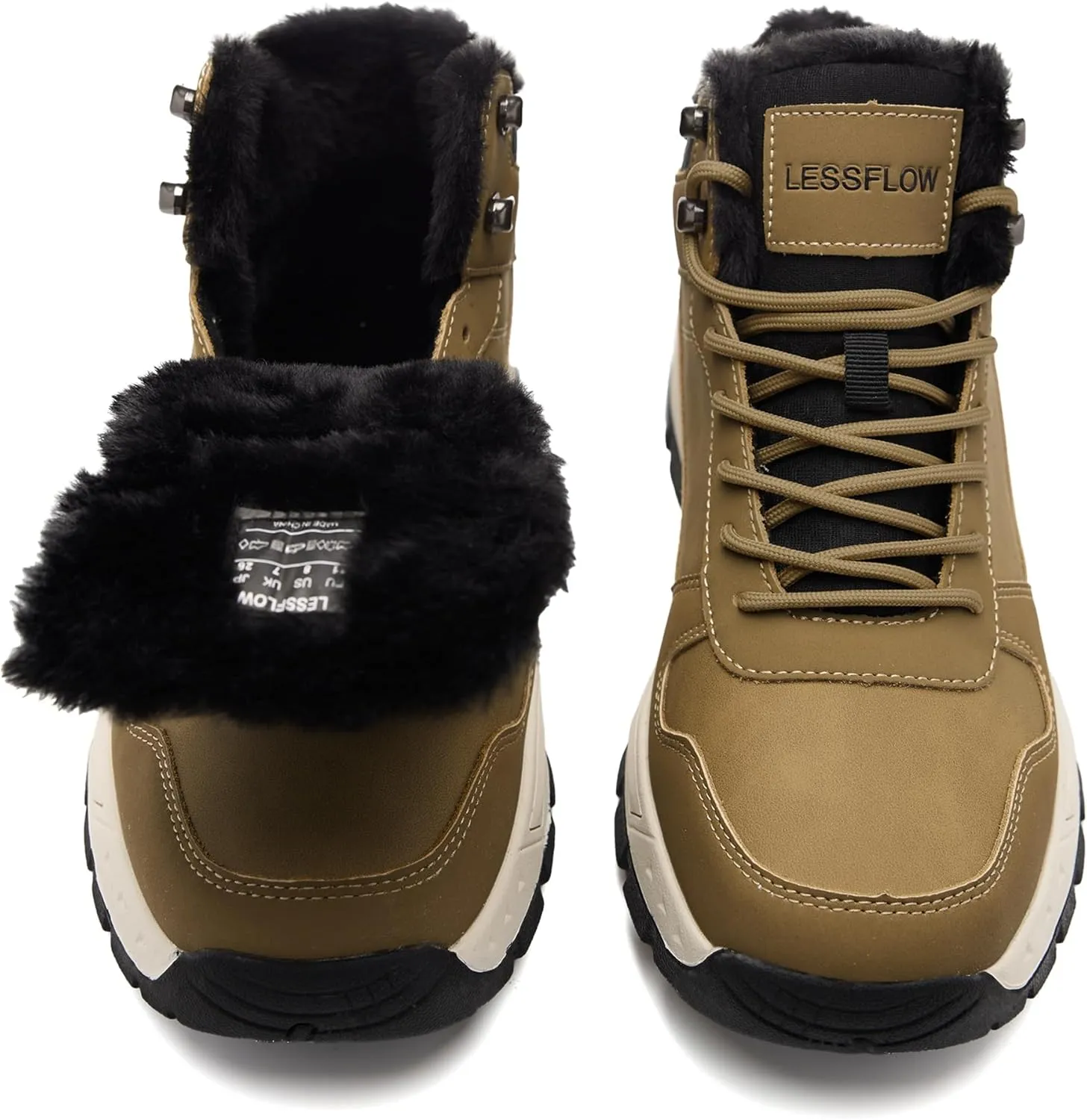 Mens Winter Snow Boots Warm Fur Lined Hiking Boots Anti-Slip Walking Ankle boots Leather Outdoor Shoes