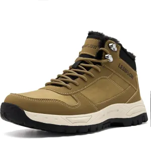 Mens Winter Snow Boots Warm Fur Lined Hiking Boots Anti-Slip Walking Ankle boots Leather Outdoor Shoes
