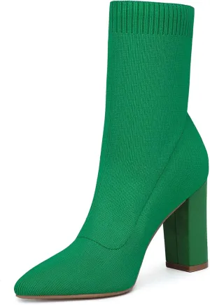 Mousse FIT Women’s Minimalist Pointed Toe Chunky Heeled Ankle Boots