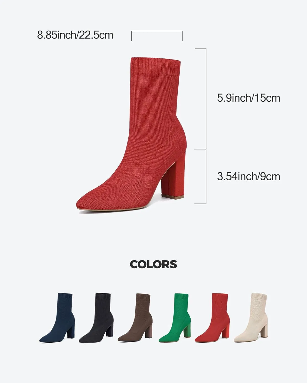 Mousse FIT Women’s Minimalist Pointed Toe Chunky Heeled Ankle Boots