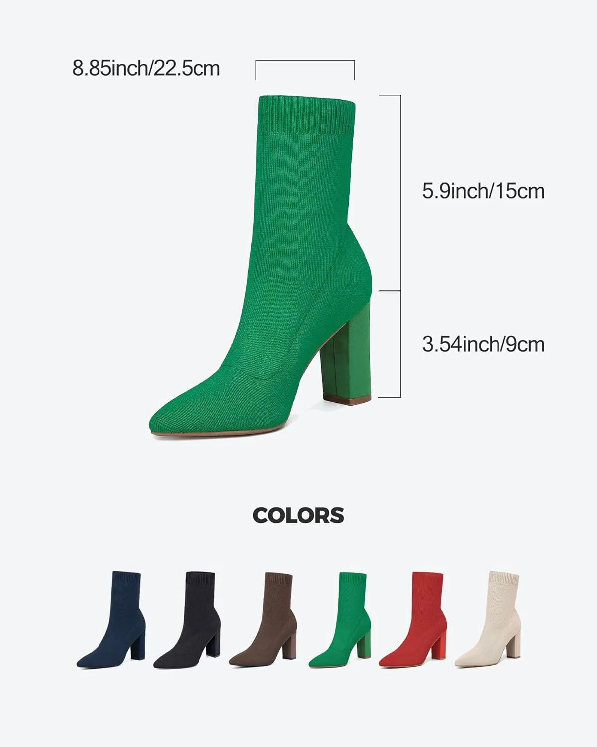 Mousse FIT Women’s Minimalist Pointed Toe Chunky Heeled Ankle Boots
