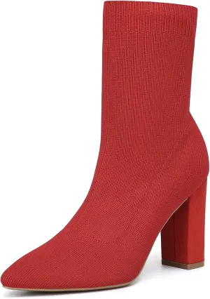 Mousse FIT Women’s Minimalist Pointed Toe Chunky Heeled Ankle Boots