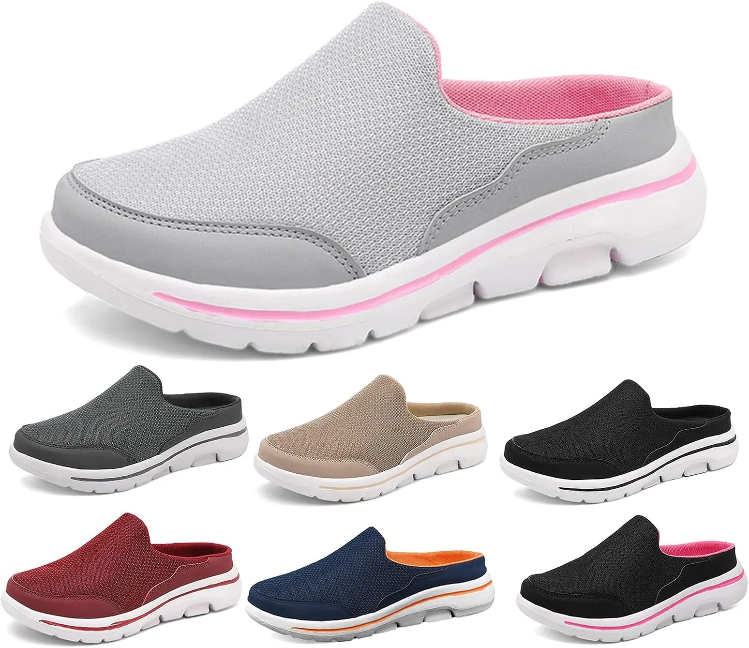 Mules for Women 2025 Breathable Mesh Walking Mules Sneakers Comfortable Light Open Back Shoes Closed Toe Slides Orthopedic Diabetic Shoes with Arch-Support Fashion Slip On Shoe