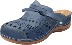 Mules for Women Clogs with Arch Support Slip on Shoes Vintage Closed Toe Comfortable Comfort Flat Snadals Hollow Casual Summer Wedge Sandals Flower Cross-Border Beach Sports Cute Slippers