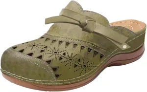 Mules for Women Clogs with Arch Support Slip on Shoes Vintage Closed Toe Comfortable Comfort Flat Snadals Hollow Casual Summer Wedge Sandals Flower Cross-Border Beach Sports Cute Slippers