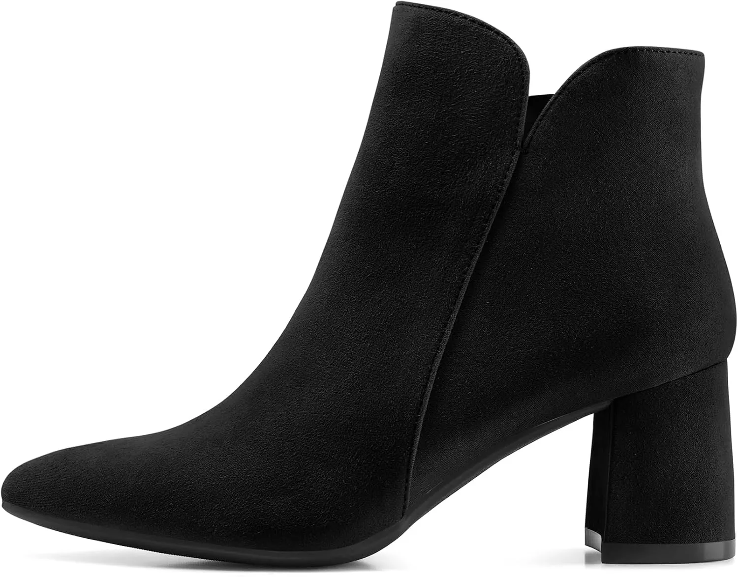 mysoft Women's Ankle Boots Chunky Block Low Heel Comfortable Pointed Toe Side V Cutout Dressy Office Booties with Zipper